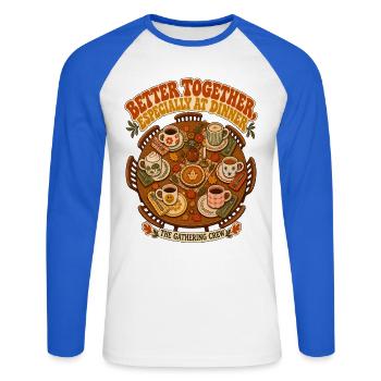 Zusammen schmeckt's am besten - Unisex Baseballshirt langarm - Weiß/Royalblau - Vorne - Nik (191cm)