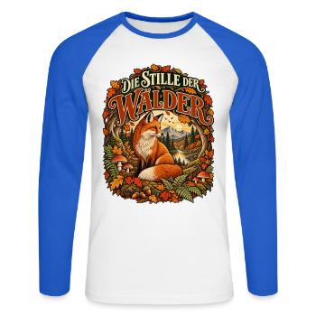 Die Stille der Wälder - Unisex Baseballshirt langarm - Weiß/Royalblau - Vorne - Nik (191cm)