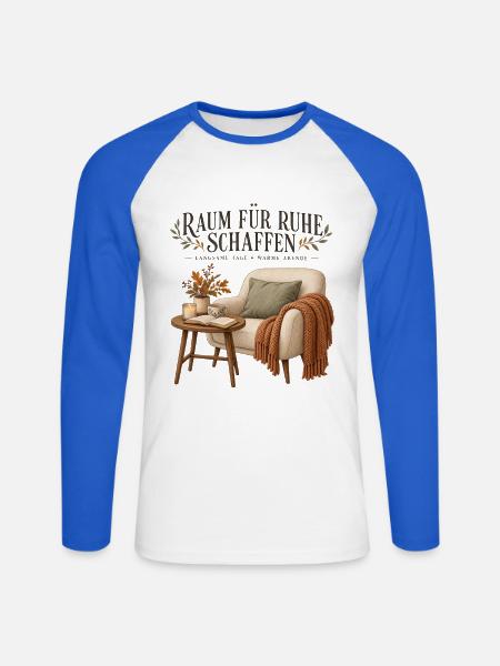 Raum für Ruhe schaffen - Unisex Baseballshirt langarm - Weiß/Royalblau