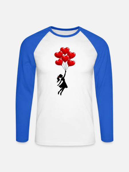 Flying Girl - Unisex Baseballshirt langarm - Weiß/Royalblau