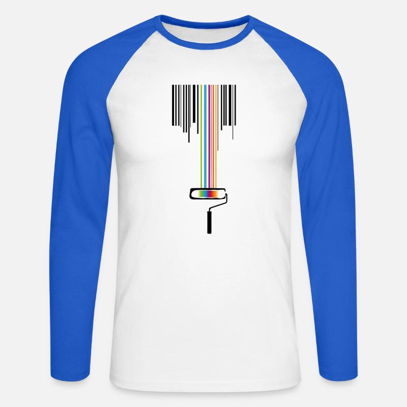Farbrolle mit Strichcode - Unisex Baseballshirt langarm - Weiß/Royalblau