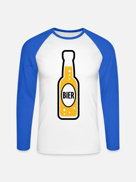 Bierflasche (Bier / Bierchen / POS 2C) - Unisex Baseballshirt langarm - Weiß/Royalblau