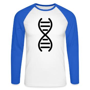 DNA-DNA-Doppelhelix - Unisex Baseballshirt langarm - Weiß/Royalblau - Vorne - Nik (191cm)