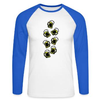 Bier Anstoßen Saufen - Unisex Baseballshirt langarm - Weiß/Royalblau - Vorne - Nik (191cm)