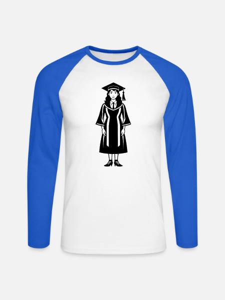 Abschlussmädchen - Unisex Baseballshirt langarm - Weiß/Royalblau