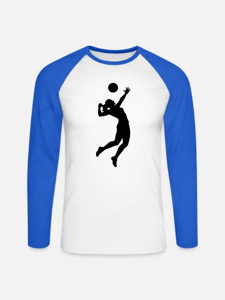 Volleyballerin Silhouette Volleyball - Unisex Baseballshirt langarm - Weiß/Royalblau