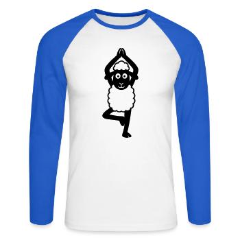 Yoga Schaf - Unisex Baseballshirt langarm - Weiß/Royalblau - Vorne - Nik (191cm)