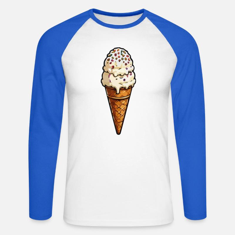 Doppel-Eiscreme mit Streuseln - Unisex Baseballshirt langarm - Weiß/Royalblau