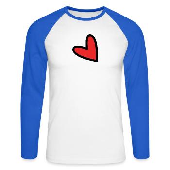 40. 40 ANS. 40e ANNIVERSAIRE. ANNIVERSAIRE 40 ANS. - T-shirt baseball manches longues Homme - blanc/bleu royal - Devant - Nik (191cm)