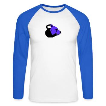 Kettlebell Bear Bear Dynamic Fitness - Unisex Long Sleeve Baseball T-Shirt - white/royal blue - Front - Nik (191cm)
