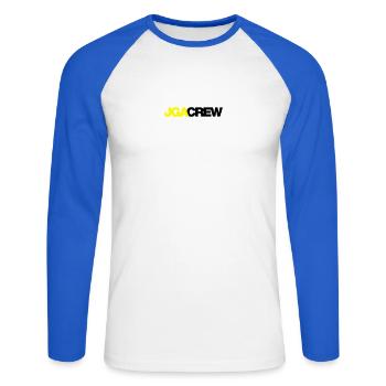 Bachelor Party Crew - Emblem - Unisex Long Sleeve Baseball T-Shirt - white/royal blue - Front - Nik (191cm)