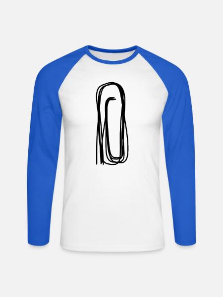 Büroklammer handgezeichnet - Unisex Baseballshirt langarm - Weiß/Royalblau