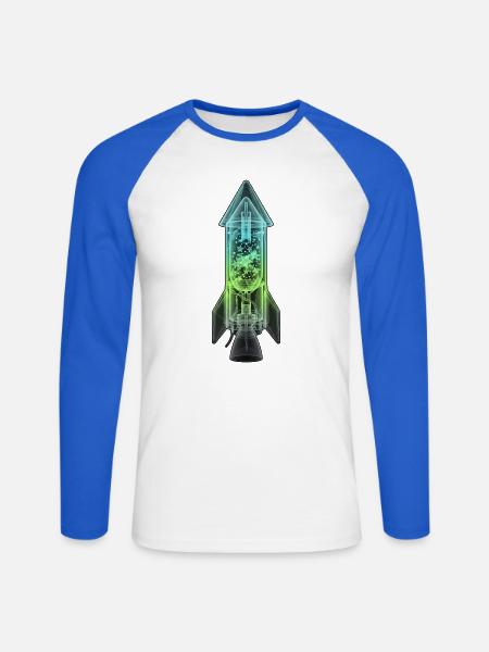 Röntgen Rakete Silvester - Unisex Baseballshirt langarm - Weiß/Royalblau
