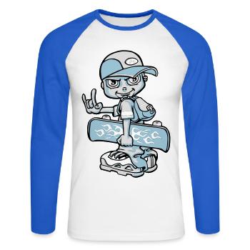 Skater boy flex - Unisex Baseballshirt langarm - Weiß/Royalblau - Vorne - Nik (191cm)