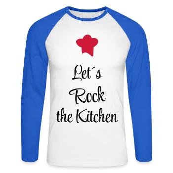cook - Unisex Long Sleeve Baseball T-Shirt - white/royal blue - Front - Nik (191cm)