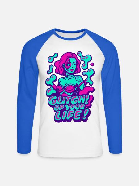 Glitch up your life! Cyborg Woman - Unisex Long Sleeve Baseball T-Shirt - white/royal blue