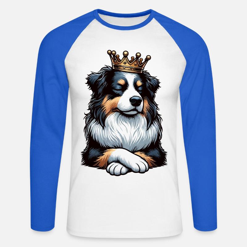 Australian Shepherd Aussie Aussie Owners Aussies - Unisex Long Sleeve Baseball T-Shirt - white/royal blue