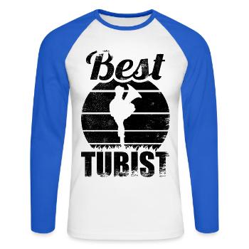 Funny tuba player - Unisex Long Sleeve Baseball T-Shirt - white/royal blue - Front - Nik (191cm)
