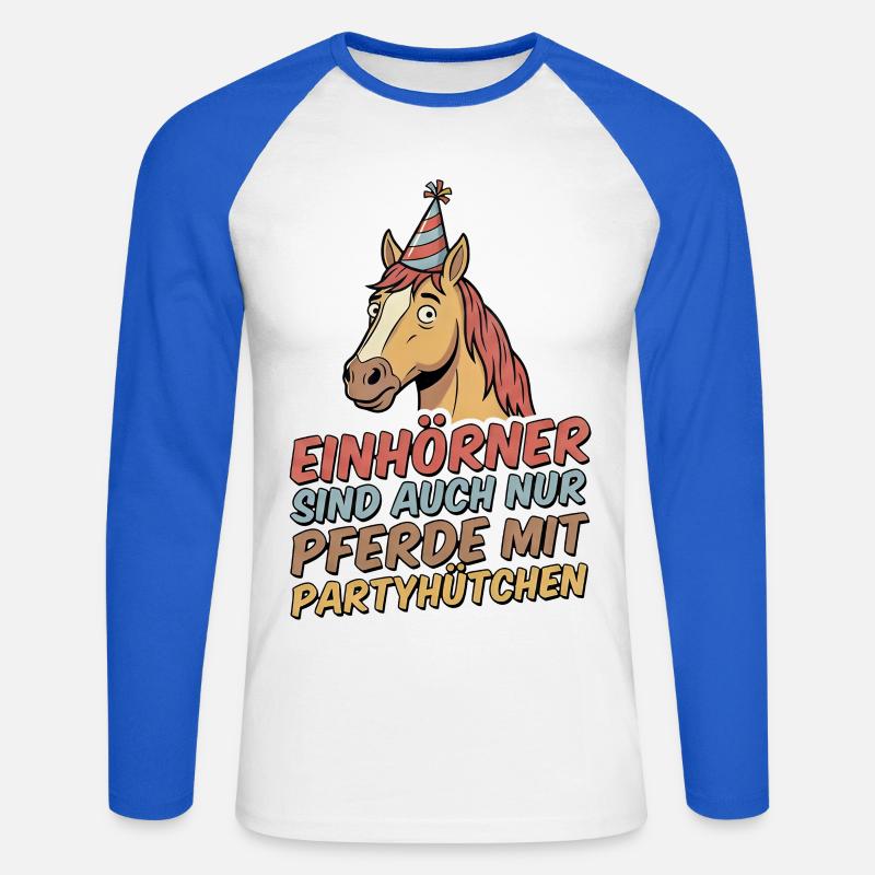 Partypferd mit Hut - Unisex Baseballshirt langarm - Weiß/Royalblau