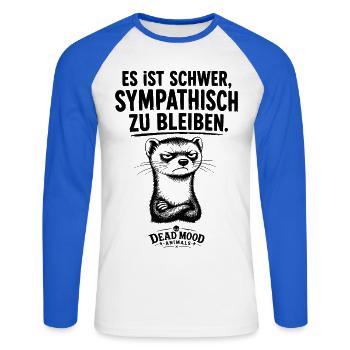 Genervter Otter | Lustiger Sarkasmus Bürohumor - Unisex Baseballshirt langarm - Weiß/Royalblau - Vorne - Nik (191cm)