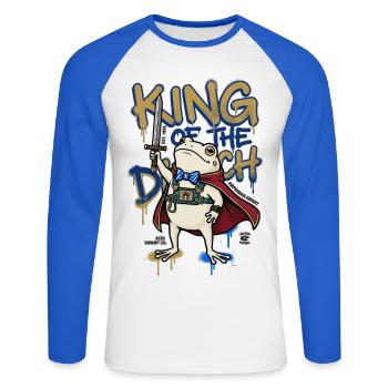 Froschkönig Ditch D20 RPG Amphibienritter-Kunst - Unisex Baseballshirt langarm - Weiß/Royalblau - Vorne - Nik (191cm)