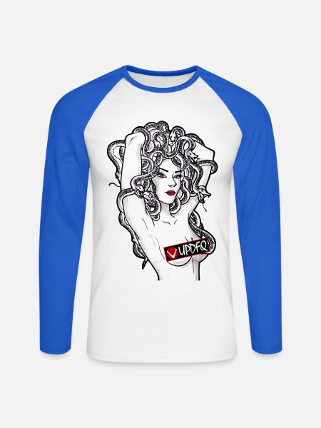 Medusa-Noir-Reihe - Unisex Baseballshirt langarm - Weiß/Royalblau