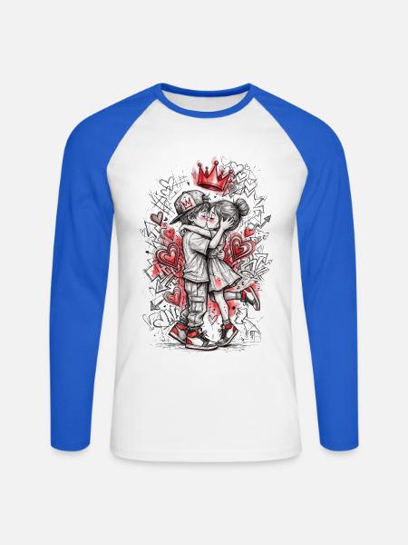 Die große leidenschaftliche Liebe - Unisex Baseballshirt langarm - Weiß/Royalblau
