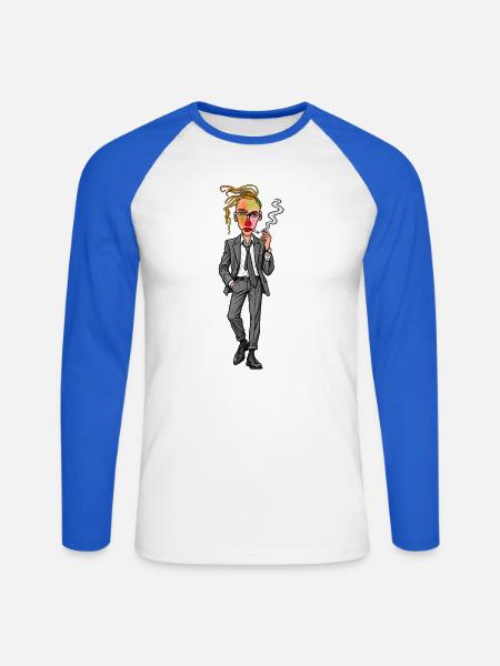 Grau Gangsterlook - Unisex Baseballshirt langarm - Weiß/Royalblau