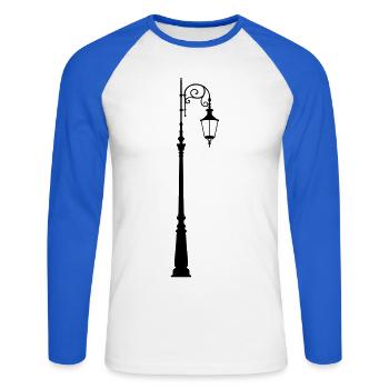 Straßenlaterne - Unisex Baseballshirt langarm - Weiß/Royalblau - Vorne - Nik (191cm)