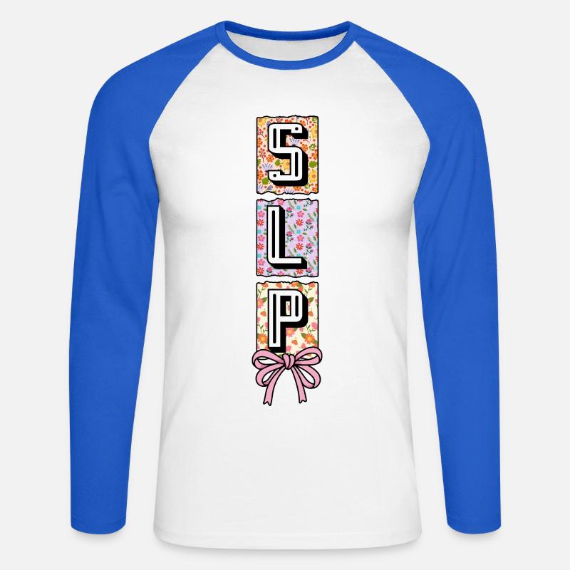 SLP Speech Language Pathology Speech Therapist - Unisex Long Sleeve Baseball T-Shirt - white/royal blue