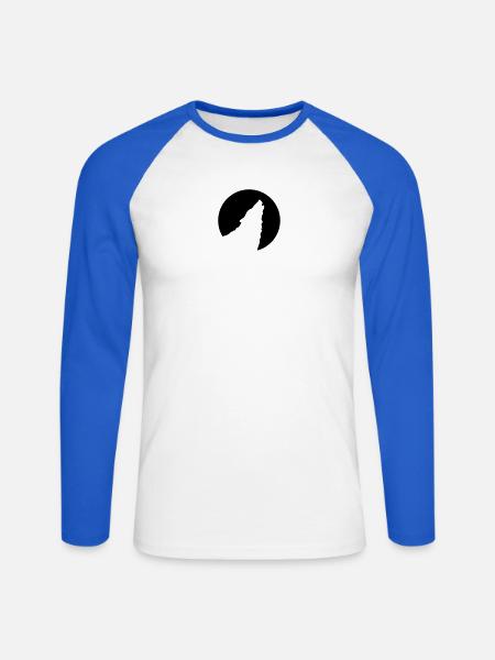 heulender Wolf - Unisex Baseballshirt langarm - Weiß/Royalblau