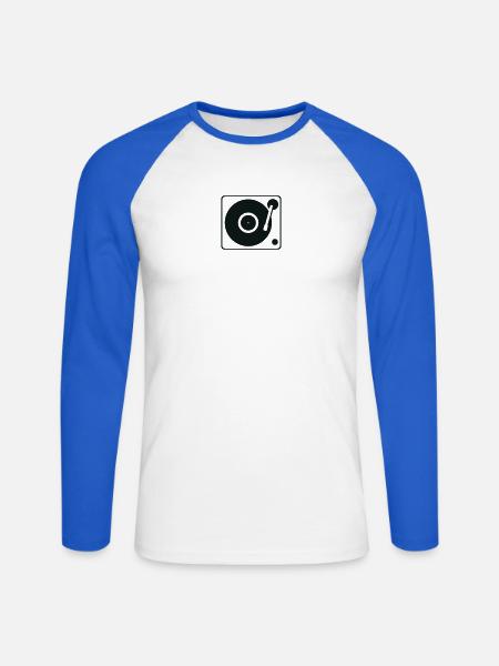 turntable - Unisex Baseballshirt langarm - Weiß/Royalblau