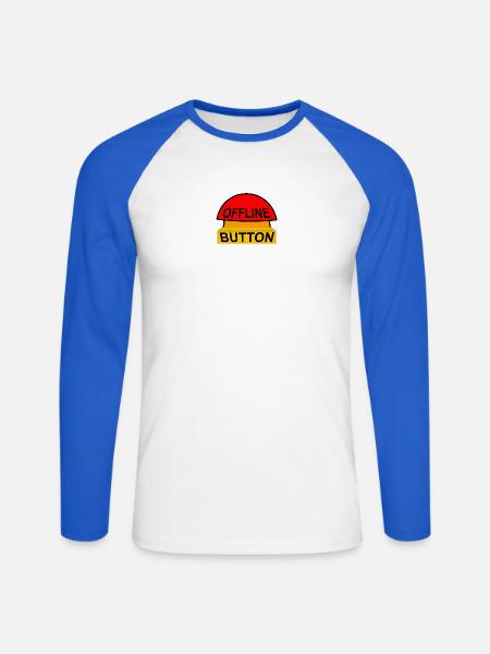 Offline-Button – Sparen Sie sich - Unisex Baseballshirt langarm - Weiß/Royalblau