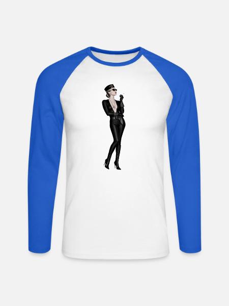 TÖDLICHE VERFÜHRERIN - Unisex Baseballshirt langarm - Weiß/Royalblau