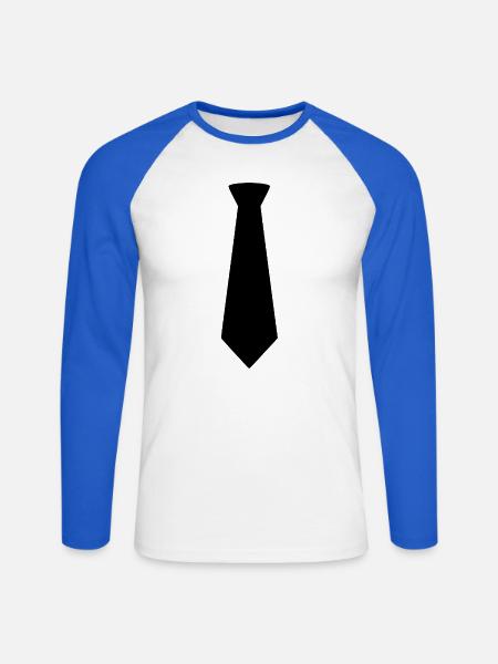 Black Tie - Unisex Baseballshirt langarm - Weiß/Royalblau