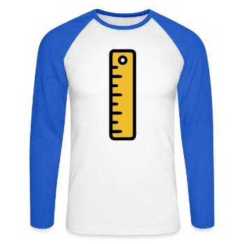 Maßstab Lineal Werkzeug Büro - Unisex Baseballshirt langarm - Weiß/Royalblau - Vorne - Nik (191cm)