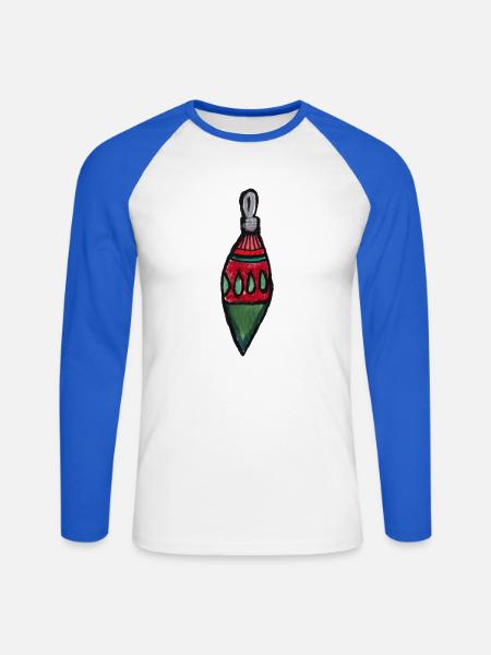 Karmesinrote Laternen-Ornament - Unisex Baseballshirt langarm - Weiß/Royalblau