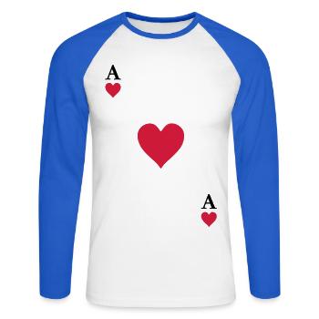 Ace of hearts - Unisex Long Sleeve Baseball T-Shirt - white/royal blue - Front - Nik (191cm)