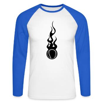 Baseball - Sport - T-shirt baseball manches longues Homme - blanc/bleu royal - Devant - Nik (191cm)