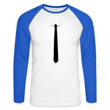 tie - Unisex Long Sleeve Baseball T-Shirt - white/royal blue - Front - Nik (191cm)