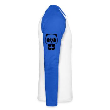 Panda - Unisex Baseballshirt langarm - Weiß/Royalblau - Rechts - Nik (191cm)