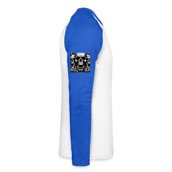 Skull-Design Digitus Impudicus > Rock and Roll > - Unisex Long Sleeve Baseball T-Shirt - white/royal blue - Right - Nik (191cm)