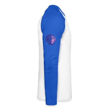 Papillons cérébraux Purple Epilepsy Awareness - T-shirt baseball manches longues Homme - blanc/bleu royal - Droite - Nik (191cm)