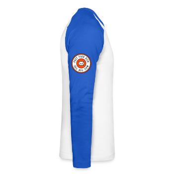 Mail pour vous tricolore - T-shirt baseball manches longues Homme - blanc/bleu royal - Droite - Nik (191cm)