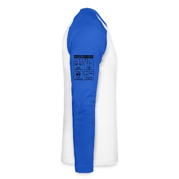 Predictions for 2026, future mama, future dad - Unisex Long Sleeve Baseball T-Shirt - white/royal blue - Right - Nik (191cm)