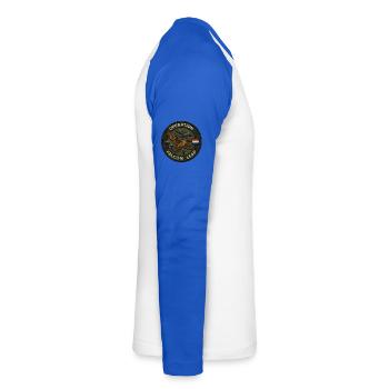 Écusson de l’opération Falcon Leap - T-shirt baseball manches longues Homme - blanc/bleu royal - Droite - Nik (191cm)