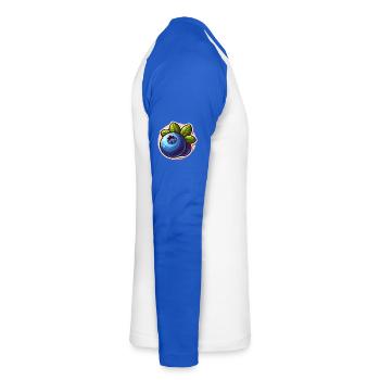Bleuets Lumineux et Feuilles Vertes - T-shirt baseball manches longues Homme - blanc/bleu royal - Droite - Nik (191cm)