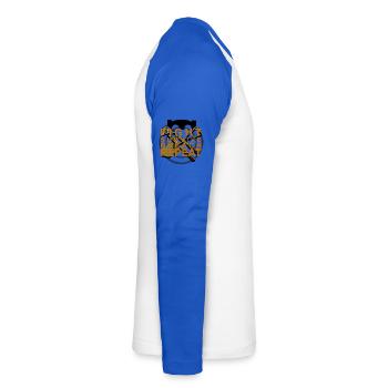 Fight Survival Break Repeat - Unisex Long Sleeve Baseball T-Shirt - white/royal blue - Right - Nik (191cm)