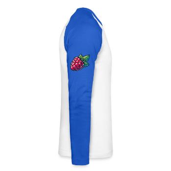 Himbeere anschaulich illustriert - Unisex Baseballshirt langarm - Weiß/Royalblau - Rechts - Nik (191cm)
