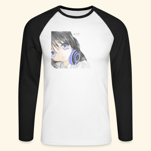 Anime Girl with Headphones - Men's Long Sleeve Baseball T-Shirt